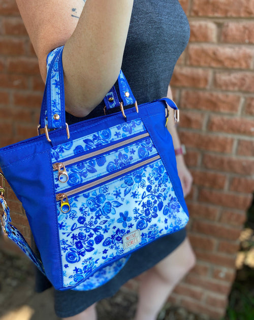 Blue Watercolor Roses Handbag